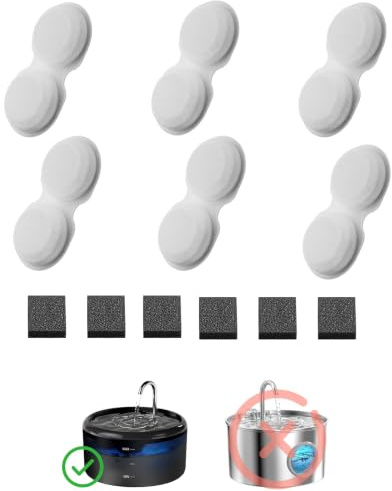 VOUAAOOD 12 Fontaine à Eau pour Chat Filtres: Fontaine a Eau Filtres Filtrer Les Impuretés - Distributeur Eau Chat Filtres Adoucissement de l'eau - 6 Filtre à Charbon + 6 Éponges - Forfait 3 Mois