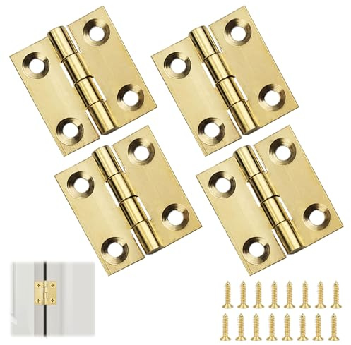 Lot de 4 petites charnières en laiton de 2,5 cm pour porte et armoire pour bois, portails, fenêtres, armoires, tiroirs (25 x 20 x 1,2 mm)
