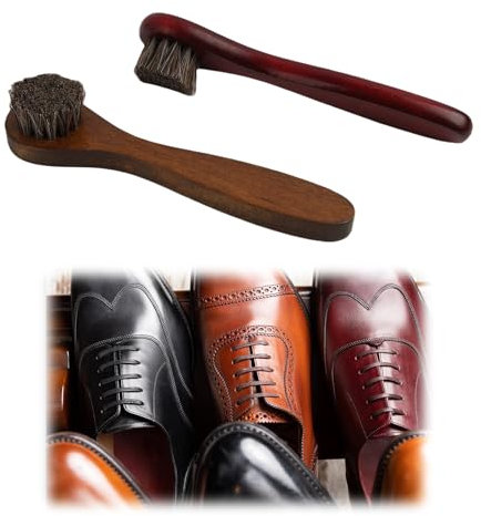 Shoe Brush, 2 Stück mit langem Griff Schuhbürste für Leder und Wildleder Reinigung Pflege für Schuhe Stiefel und Handtaschen langlebig effektiv