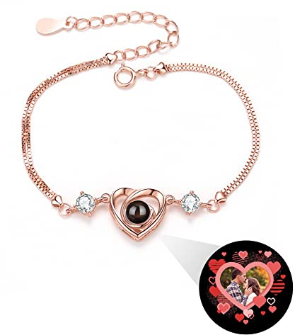 TAISGONGBY Fotoprojektionsarmband, „Ich liebe dich“-Armband in 100 Sprachen | Personalisiertes Herzprojektionsarmband, einzigartiges Geschenk zum Jahrestag oder Geburtstag für Mama, Ehefrau oder Freundin