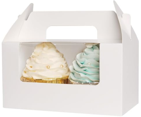 Gcardist Weiß Cupcake Container Double Cupcake Stand Einweg 15 mit Fenster 16.5x9.2x8.9cm Cupcake Container(6,5 x3,6 x3,5 Inch)