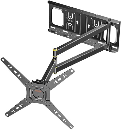 WHYFONE Supporto TV Parete con Braccio Girevole ed Estendibile di 655mm, 180° Rotazione Supporto TV Monitor per LCD/LED da 13 a 50 Pollici fino a 35kg, Max VESA 300x300mm