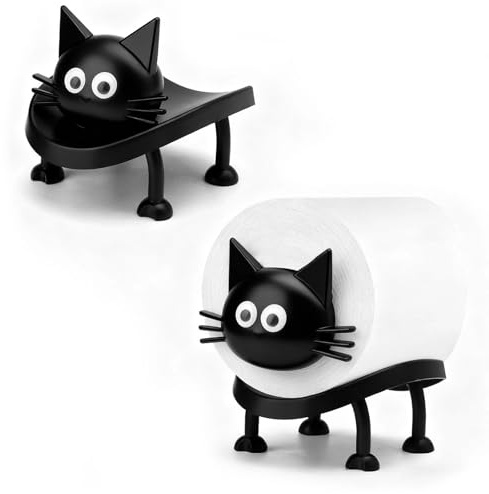 ZMDMAH 1 PCS Toilettenpapierhalter mit Katze, Lustiger Toilettenpapierhalter Katze Schwarz für Toilettenpapier, Klorollenhalter, Klopapierhalter oder als Geschenk (Katze)