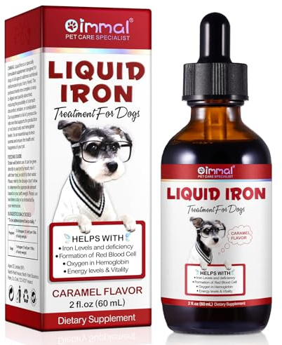 JSBNQRMZ Hunde Eisen Tropfen mit Vitamin B12 & Folsäure - Bei Blutarmut & Energieverlust - Hochbioverfügbares Polysaccharid-Eisen Komplex - Magenschonend - Leckere Karamell Geschmack - 60ml
