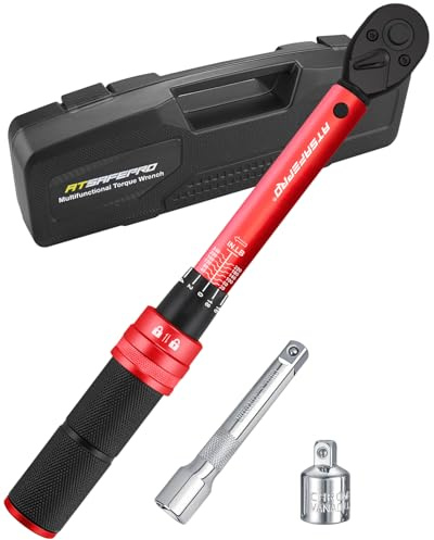 ATsafepro 3/8 torque wrench 20-240 in.lb, Inch Pound Torque Wrench Set with Extension & 3/8 to 1/4 Adapter - ±3% Accuracy, Dual-Direction 72-Tooth for Bike, Motorcycle, Car & Engine Maintenance