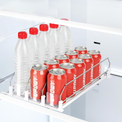 31cm Kühlschrank Organizer - 3 Reihen Automatisch KüHlschrank Dosen, Getränke Dosen Dosenspender Organizer für Getränke Bier Soda Stauraum 12 Dosen in Standardgröße 330ML 440ML 500ML (25 * 31cm)