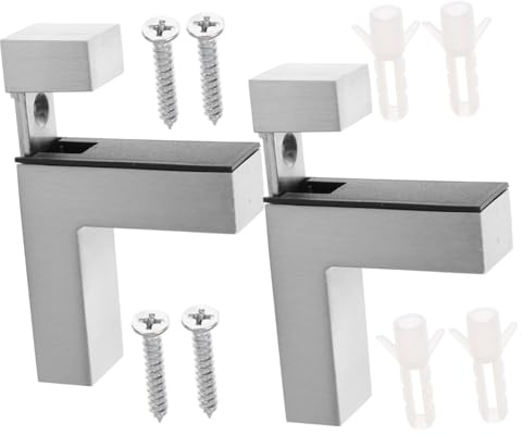jojofuny 2pcs Adjustable Zinc Alloy Glass Shelf Bracket Wall Mount No Punch Heavy Duty Floating Support for Wood and Glass Shelves for Bathroom Wine Cabinet Display Cabinet