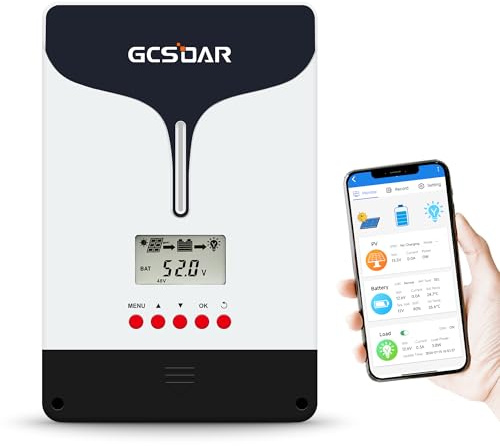 GCSOAR 100A MPPT laderegler 12V 24V 48V auto, Max. PV 250V Solarladeregler LCD Display, mit Adapter für Fernsteuerung über App, kompatibel mit Gel, AGM, Sealed, Flooded, LiFePO4 Lithium batterien