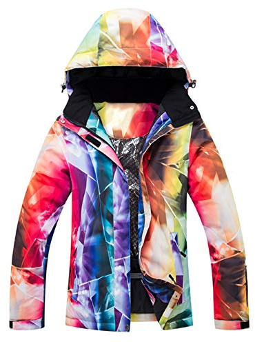 Chaqueta de esquí con cremallera completa para mujer, impermeable, cómoda chaqueta térmica de snowboard, a la moda, resistente al viento, ropa de abrigo de nieve colorida para exteriores, abrigo de