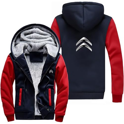 Generisch Veste polaire à capuche pour homme X.T.L-1 Épaisse et chaude Protection contre le froid Pour le jogging et les sports de plein air Automne-Hiver, Red Blue., XL