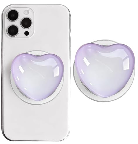 Magnetic Pop Up Socket, Heart Phone Grip with Expanding Kickstand 360 Adjustable Phone Ring Holder Grip for iPhone 17 16 15 14 13 Pro/Pro Max/Plus/Mini/Air Compatible with MagSafe Cases (Purple)