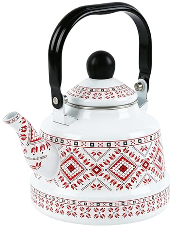 Bollitore per Fornello - 2,5L Teiera Retro in Smalto - Bollitore Vintage per Tè - Campeggio Giardino Terrazzo Prato Casa Dormitorio Appartamento Picnic
