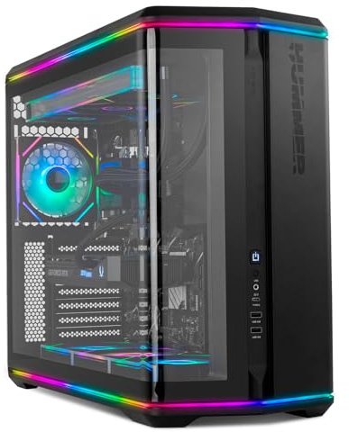 NOX XTREME PRODUCTS Hummer Anvil - Caja PC ATX|M-ATX|ITX, Cristal Templado Frontal y Lateral Curvo, 5 Ventiladores ARGB PWM Incluidos (Espacio para 8), Tiras LED, USB Tipo-C, Color Negro