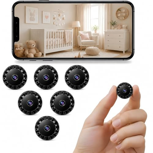 2026 Surveillance Mini Caméra Espion sans Fil , Caméra de sécurité WiFi HD 1080P avec Vision Nocturne intérieur/extérieur pour bébé, Animal de Compagnie, Compatible Smartphone (Black, Mini 6 pièce)