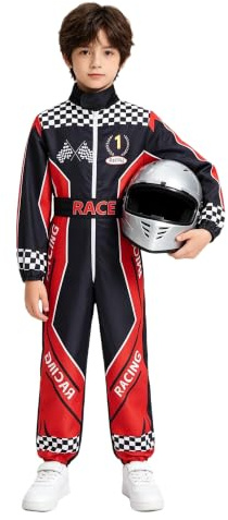 ranrann Niño Mono Body Disfraz Conductor Carreras Traje Conducción Triatlón Rojo negro 3-5 años