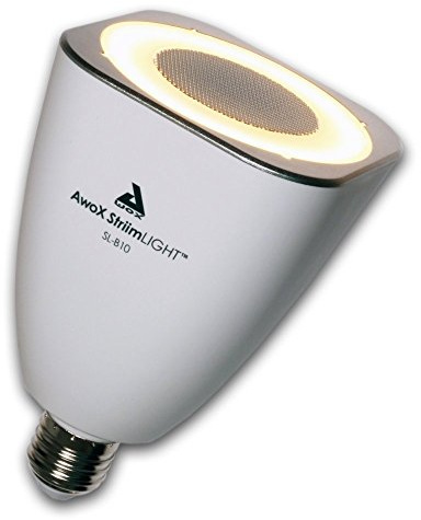 AwoX StriimLIGHT SL-B10 Lampadina LED con Altoparlante 10W Bluetooth Integrato, Bianco/Grigio