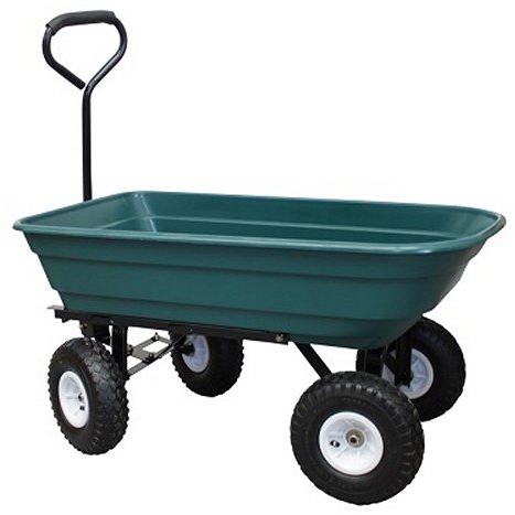 Grafner Gartenwagen mit Kippfunktion, belastbar bis 300 kg, mit 75 Liter Kunststoffwanne und Lenkachse, Luftbereifung, Transportwagen Gartenkarre Dumper Handwagen Schubkarre Bollerwagen