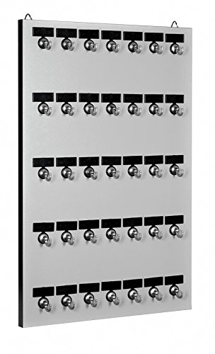 Stand Company Key Rack 35MGN, Wall Mount Key Hanger with 35 Name Plated Metal Hooks, Tags & Rings, Heavy Duty Laminated Wood and Metal Hook Construction, for Home and Office use - Made in USA