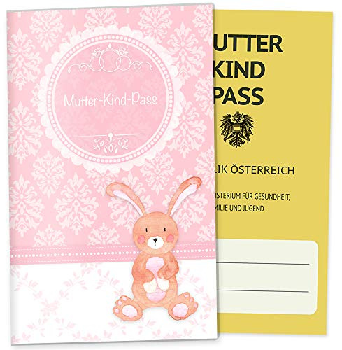 OLGS Mutterkindpass-Hülle Little Lady - 3-teilige Schutzhülle in Rosa für Muki-Pass Österreich, Hase Motiv - Ideal für Schwangerschaftsdokumente