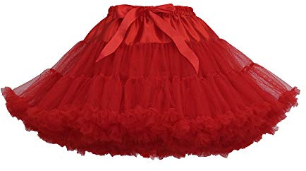YM YOUMU Women Elastic Waist Chiffon Petticoat Tulle Lolita Petticoat Tutu Puffy Underskirt Princess Dress for Party Cosplay (Red, One Size)