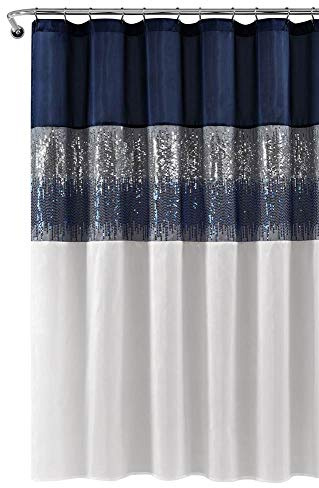 Lush Decor Night Sky Shower Curtain, Polyester, Navy & White, 72 Inches x 72 Inches