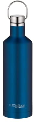 THERMOcafé by THERMOS TC TRAVELER BOTTLE saphire blue mat 0,50l, Thermosflasche aus Edelstahl, 12h heiß & 24h kalt, absolut dicht für Schule, Büro, Wasserflasche mit Griff, isolierte Trinkflasche
