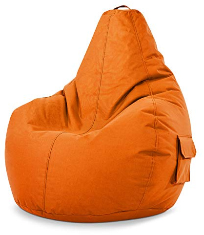 Green Bean Sitzsack „Cozy“ mit Rückenlehne 80x70x90cm - Gaming Chair, 230L EPS-Perlen Füllung, Waschbar, Wetterfest - Gemütlicher Lounge Sitzhocker für Indoor und Outdoor in Orange