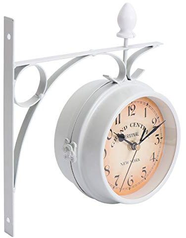 IMIKEYA Vintage Wall Clock Iron Craft Double Sided Hanging Decor Living Retro Clock for Living