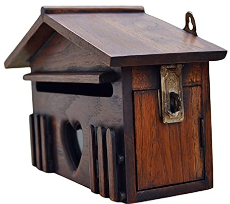 MagiDeal Holz Briefkasten, Abschließbare Vorschlagsbox Vintage Landhaus Mailbox Kummerkasten Pastorale Dekoration