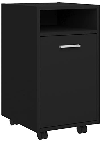 vidaXL Beistellschrank mit Rollen Rollcontainer Bürocontainer Büroschrank Standschrank Schreibtischcontainer Schwarz 33x38x60cm Holzwerkstoff