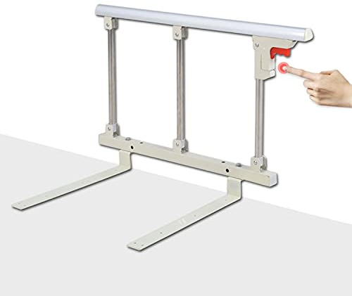Gdmokle Barandilla Cama para Ancianos, Abatible y Portátil, Barandas de Protección de Asistencia de Seguridad, Antideslizante, Barandilla de Metal Hospital Discapacitados, 70x40cm (Color : Silver)