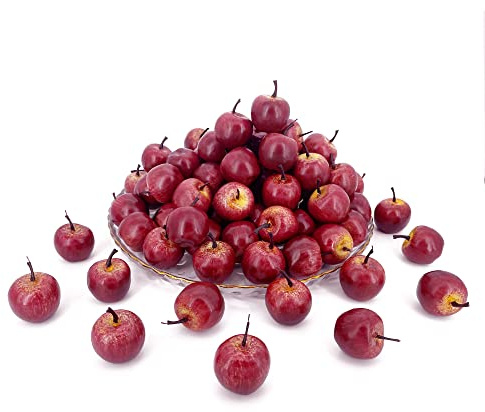 Laiiqi 30 Pcs Mini künstliche Äpfel, 1.3'' Fake roten Apfel Mini Früchte Realistische lebensechte Simulation Äpfel für Home Party Weihnachtsbaum Dekor Äpfel Fotografie Requisiten