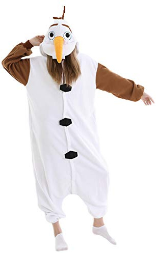 SIYUE Onesie Kostüm Pyjama Schneemann Jumpsuit Tier Costume Pajamas Fasching Halloween Schlafanzug Erwachsene Karneval Einteiler L