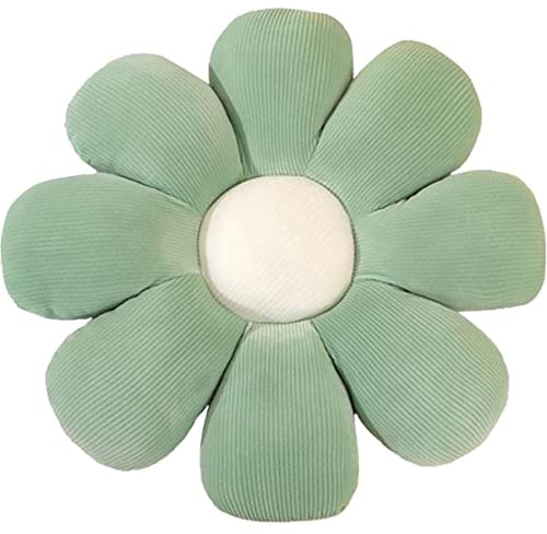 Caffney Flower Pillow 15 Inch Soft Plush Flower Cushion Daisy Flower Shaped Floor Pillow Cute Comfortable Throw Pillow Decorative Seating Cushion for Living Room Bedroom Office(38cm,green)