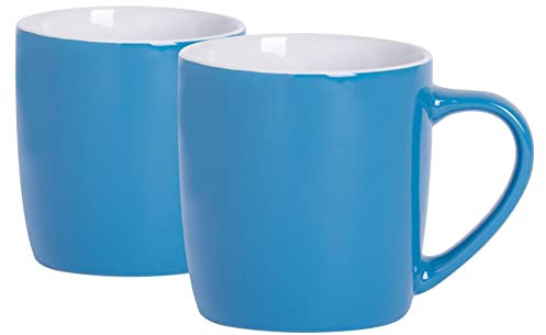 Argon Tableware Coloured Coffee Mugs - Blue - 350ml - Pack of 2 - Gloss Ceramic Stoneware Latte Cappuccino Cups Hot Chocolate Cups Colourful Mug Set with Handle