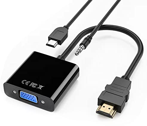 YRIKE HDMI Stecker auf VGA Buchse Adapter, 1080P HDMI zu VGA Adapter mit 3.5mm Audiokabel, Micro USB Kabel, passend für Desktops, Laptops, Displays, HDTV, Projektoren, etc