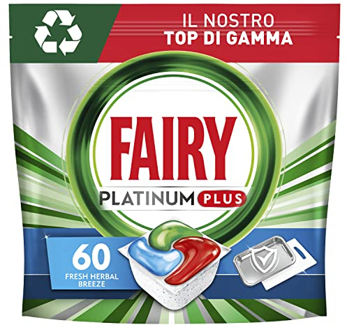 Fairy Platinum Detersivo Pastiglie Lavastoviglie Plus, Brillantante, 60 Capsule Lavastoviglie, Limone, Pulizia Profonda Con Azione Brillantante, Contro Il Grasso E Le Incrostazioni Ostinate