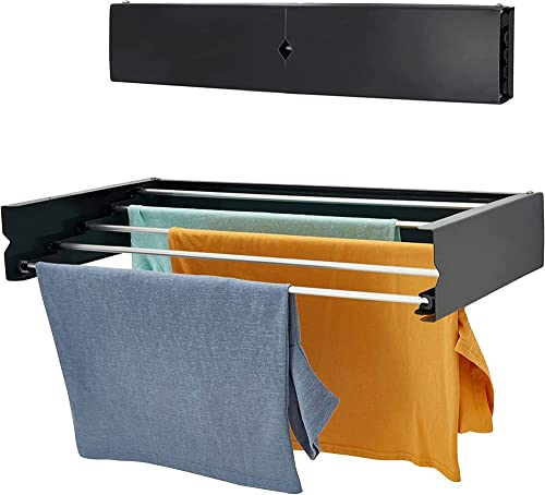 HomeArt Wäscheständer zur Wandmontage, 120 cm, einziehbarer Wäscheständer, faltbarer Wäschetrockner, Innen- und Außenbereich, kompaktes einfarbiges Design, 30 kg Tragkraft, Anthrazit