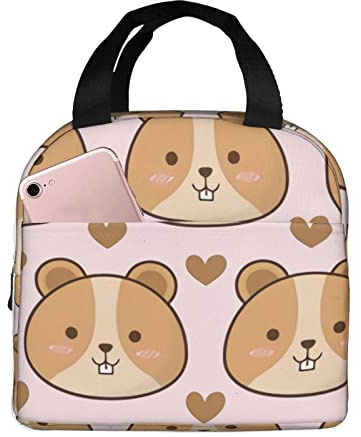 Bolsa de almuerzo aislada con cara de hámster para bebé, fiambrera Kawaii, fiambrera reutilizable para adultos y niños, bolsas de almuerzo a prueba de fugas para el trabajo, oficina, viajes, escuela