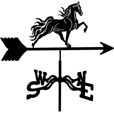 EICOFF Veleta de Viento Decorativa, Veleta de Caballo de Metal Creativa Animal de Acero Inoxidable para Decoración de Patio de Montaje en Jardín