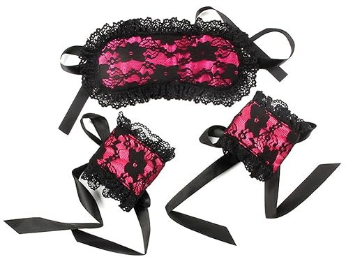Spitze Handschellen Sex Bett Augenmaske Handfesseln Augenbinde Schlafmaske Bondageset BDSMs Fesseln Set Erotische Sexspielzeug für Frauen Mannen