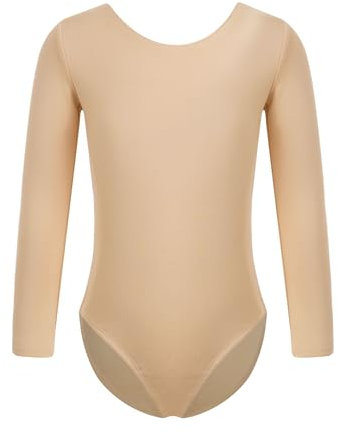 Aiihoo Kinder Mädchen Langarm Turnanzug Ballett Body mit Fleece Einfarbig Turnbody Tanzbody Gymnastik Training Dancewear Ballettanzug Rundhals 140-146