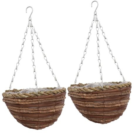 SEWOART 2sätze Hängetopf Aus Rattan Blumentopf Für Balkon Und Garten Multifunktionskorb Für Pflanzen Natürliche Und Romantische Dekoration