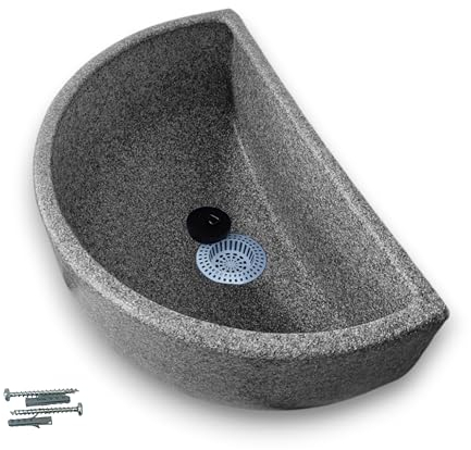 Varile Lavello in plastica per giardino e cantina, con filtro di scarico per capelli in plastica granito