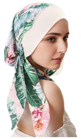 Copricapo Chemioterapia Donna,Elastic Berretto Turbante in Cotone Turbanti Sciarpa Turbante Donna Estivo per Chemio,Cancro,Sonno,Perdita dei Capelli (Green)