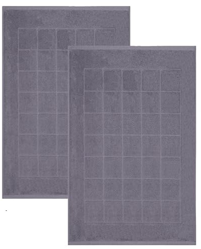 Betz 2 Stück Badvorleger Berlin Größe 50x70 cm 100% Baumwolle Badematte Badteppich Duschvorlage Qualität 650 g/m² Farbe dunkelgrau