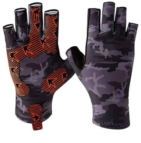 SUJAYU Guantes de pesca para hombres y mujeres, guantes de navegación de silicona antideslizante, guantes de kayak, guantes de remo, guantes de remo, guantes UV, guantes de protección solar,