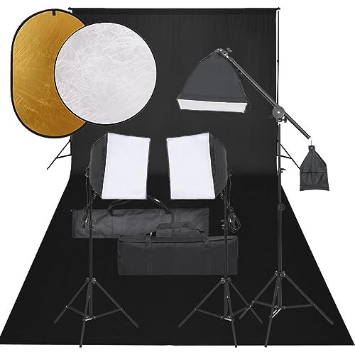 LAPOOH Fotostudio-Set mit Beleuchtung, Hintergrund und Reflektor, Fotostudio Set, Fotohintergrund, Hintergrund Ständer, Hintergrund Fotostudio, Fotohintergrund Set, Hintergrundsystem,