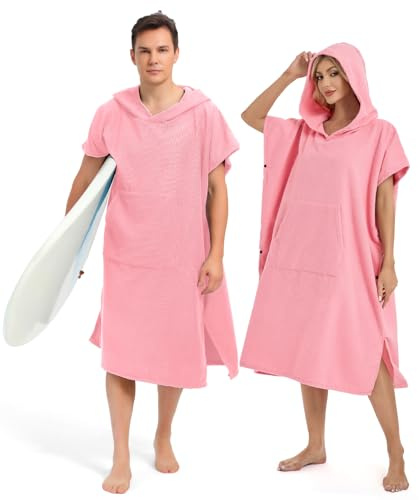 Abahub Vuxen badponcho, mikrofiber unisex Surf Poncho, S/M | Badrock med huva för män och kvinnor, strandponcho, lätt och snabbtorkande, lämplig för stranden, poolen
