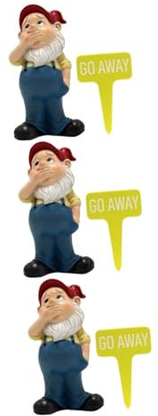 Mipcase 3 Ensembles De Nains De Jardin Statue De Nain De Jardin De avec Étiquette De Pieu Gnomes Signe De Bienvenue Ornement Étiquette De